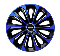 Set 4 Wheel Caps Extra Strong Blue & Black R14, suitable for Jeep