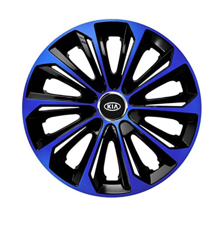 Set 4 Wheel Caps Extra Strong Blue & Black R14, suitable for Kia