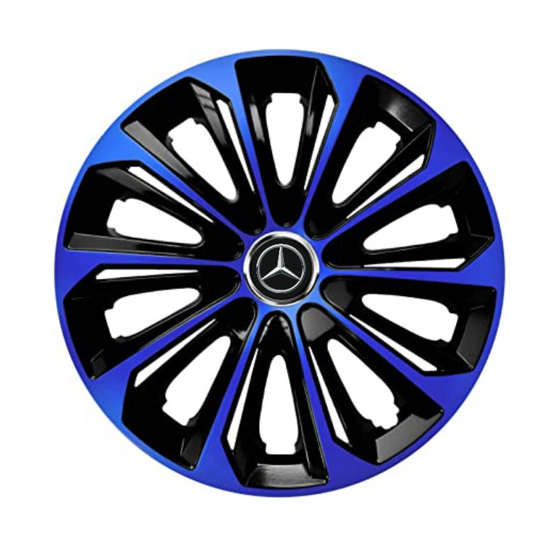 Set 4 Wheel Caps Extra Strong Blue & Black R14, suitable for Mercedes-Benz