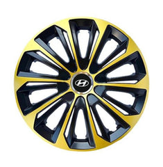 Set 4 Wheel Caps Extra Strong Gold & Black R14, suitable for Hyundai