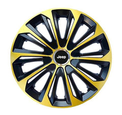 Set 4 Wheel Caps Extra Strong Gold & Black R14, suitable for Jeep