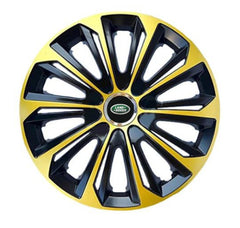 Set 4 Wheel Caps Extra Strong Gold & Black R14, suitable for Land Rover