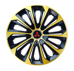 Set 4 Wheel Caps Extra Strong Gold & Black R15, suitable for Mitsubishi