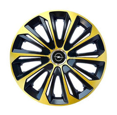 Set 4 Wheel Caps Extra Strong Gold & Black R14, suitable for Opel