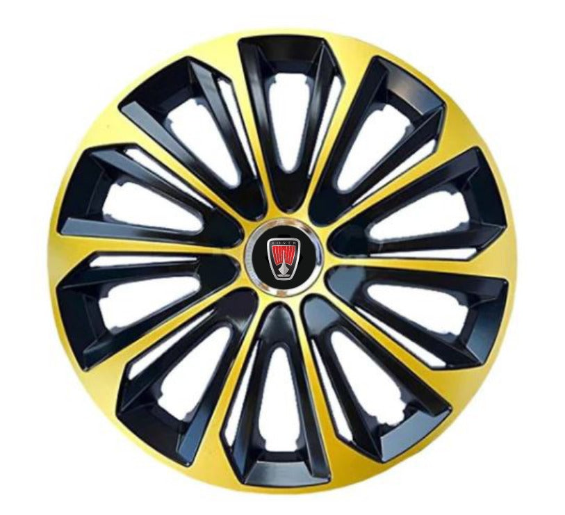 Set 4 Wheel Caps Extra Strong Gold & Black R14, suitable for Range Rover