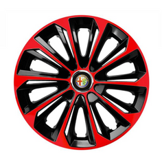 Set 4 Wheel Caps Extra Strong Red R14, suitable for Alfa Romeo