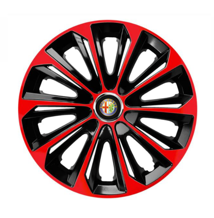 Set 4 Wheel Caps Extra Strong Red R15, suitable for Alfa Romeo