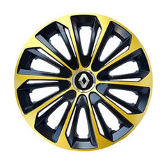 Set 4 Wheel Caps Extra Strong Gold & Black R14, suitable for Renault