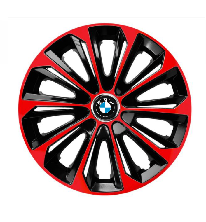 Set 4 Wheel Caps Extra Strong Red R14, suitable for BMW