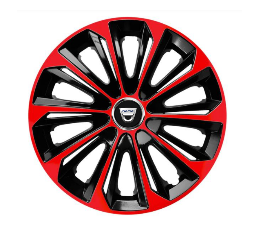 Set 4 Wheel Caps Extra Strong Red R16, suitable for Dacia