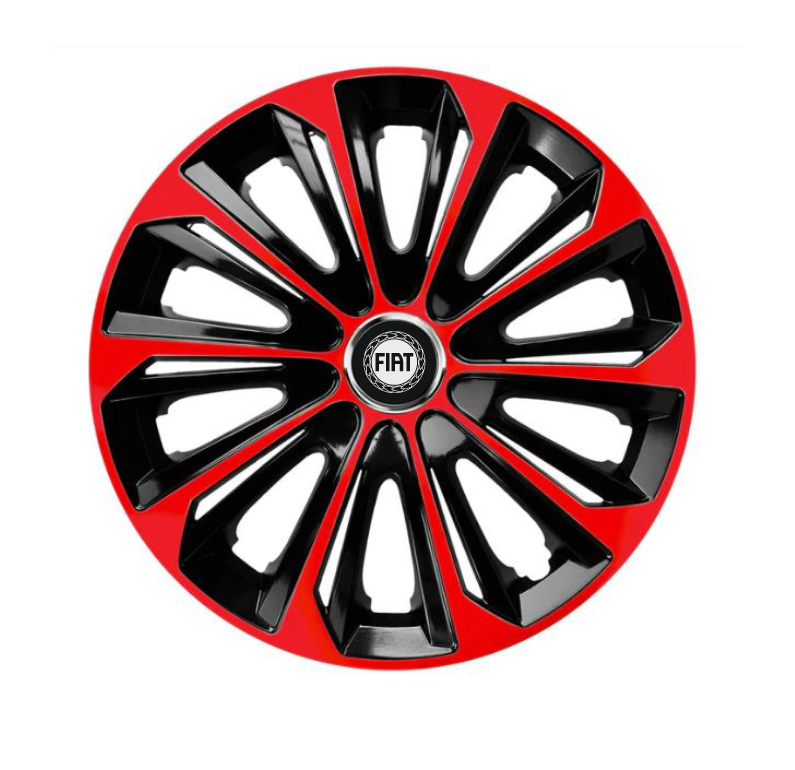 Set 4 Wheel Caps Extra Strong Red R16, suitable for Fiat