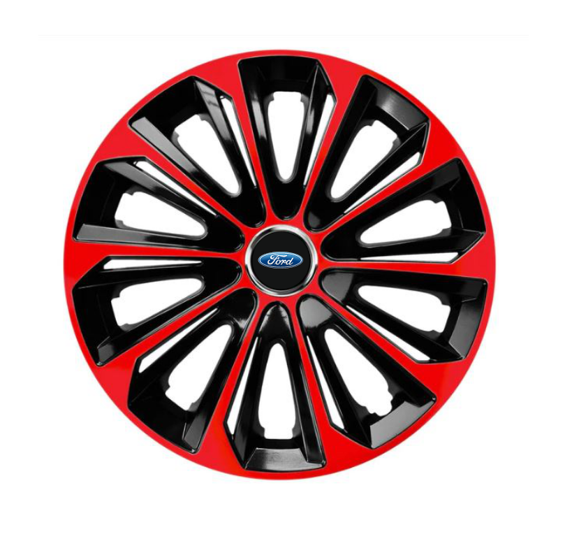 Set 4 Wheel Caps Extra Strong Red R14, suitable for Ford