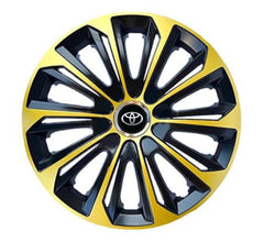 Set 4 Wheel Caps Extra Strong Gold & Black R14, suitable for Toyota