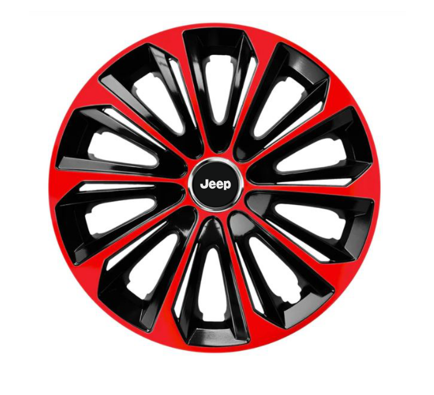 Set 4 Wheel Caps Extra Strong Red R14, suitable for Jeep