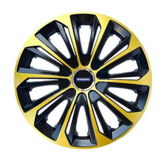 Set 4 Wheel Caps Extra Strong Gold & Black R14, suitable for Volvo