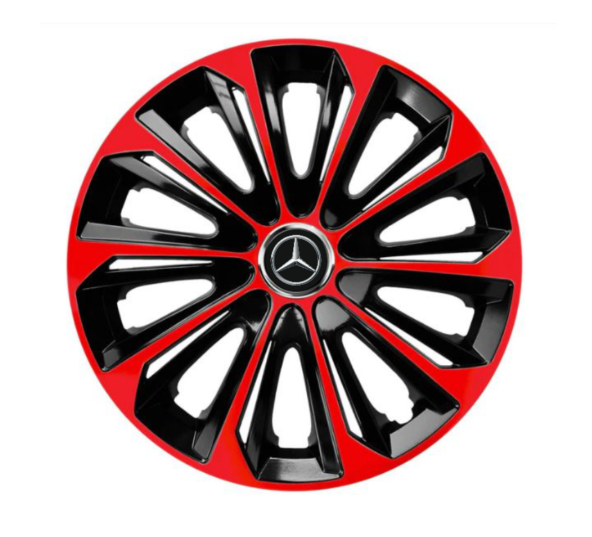 Set 4 Wheel Caps Extra Strong Red R14, suitable for Mercedes