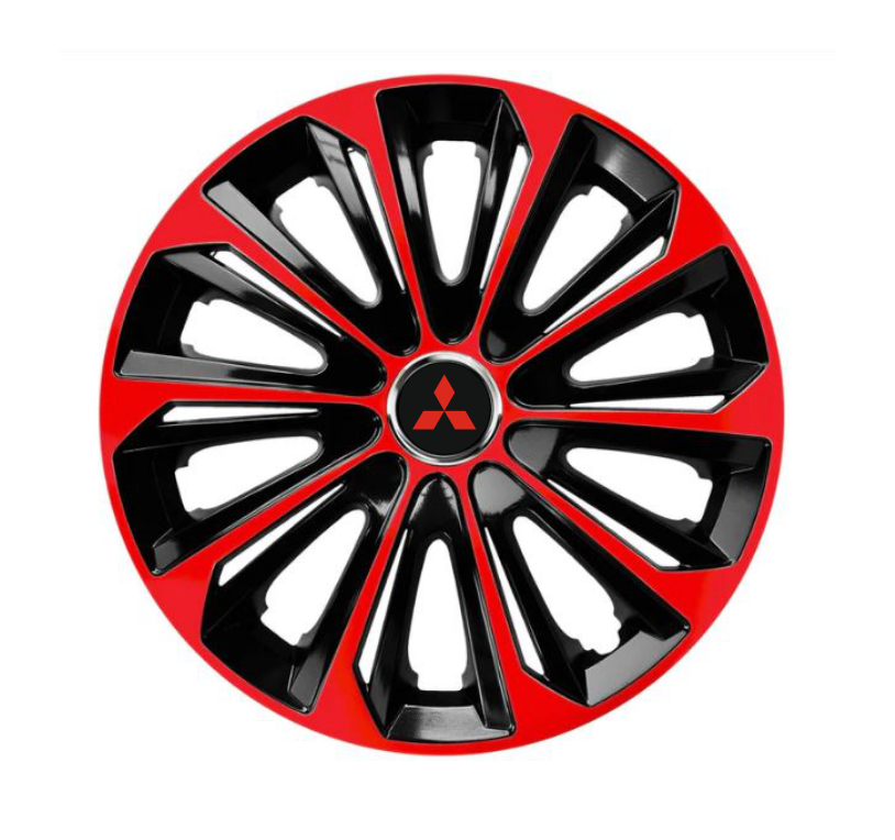 Set 4 Wheel Caps Extra Strong Red R16, suitable for Mitsubishi