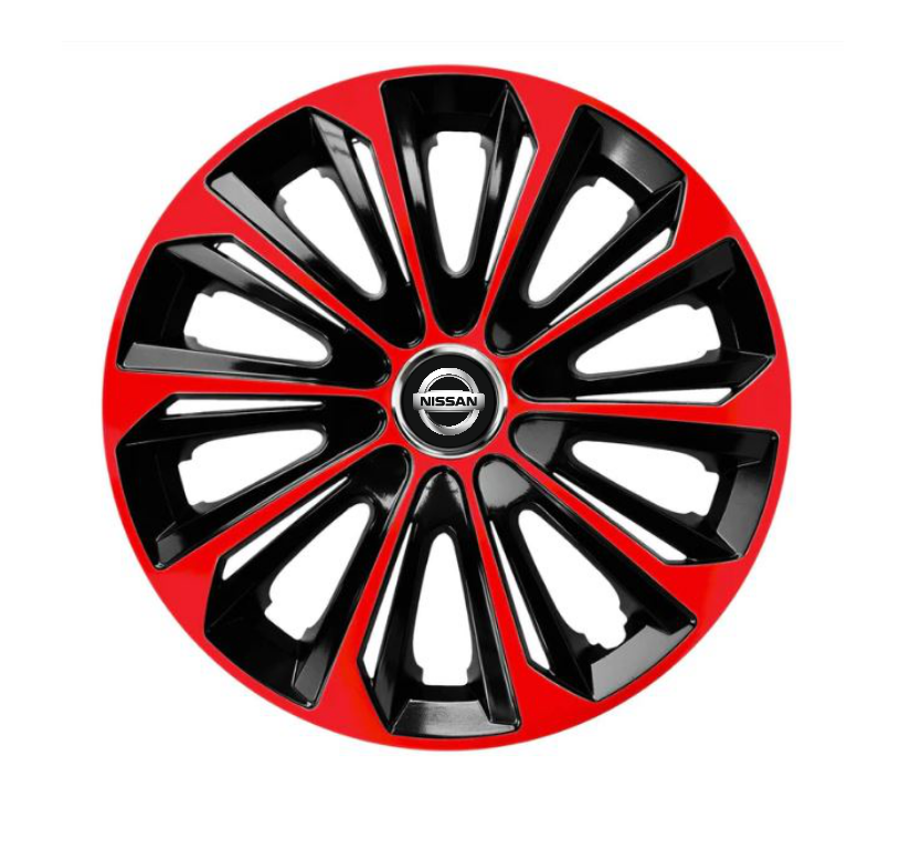 Set 4 Wheel Caps Extra Strong Red R16, suitable for Nissan