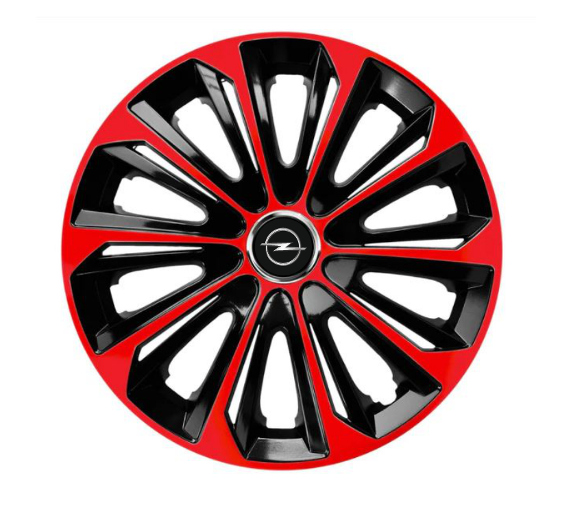 Set 4 Wheel Caps Extra Strong Red R14, suitable for Opel