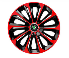 Set 4 Wheel Caps Extra Strong Red R16, suitable for Skoda