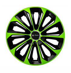 Set 4 Wheel Caps Extra Strong Green & Black R14, suitable for Matiz