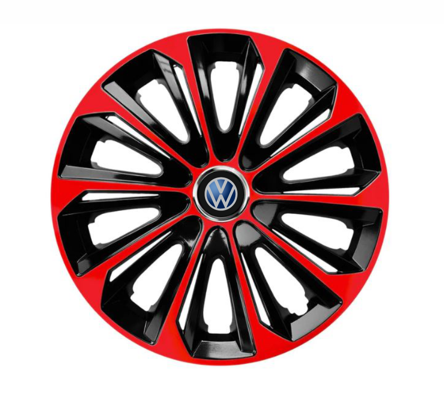 Set 4 Wheel Caps Extra Strong Red R16, suitable for Volkswagen