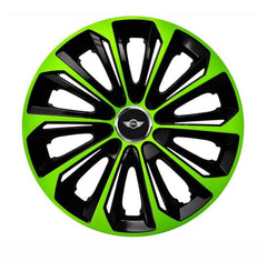 Set 4 Wheel Caps Extra Strong Green & Black R14, suitable for Mini Cooper