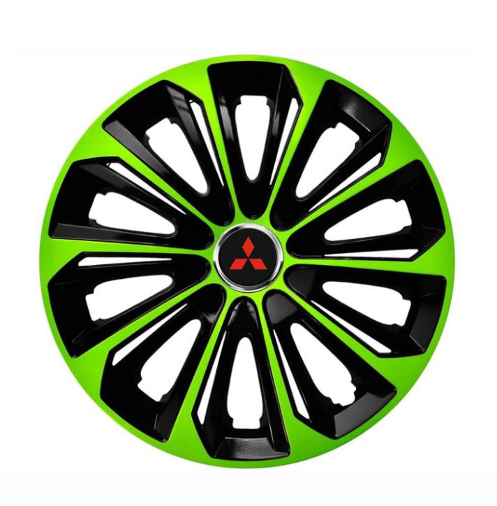 Set 4 Wheel Caps Extra Strong Green & Black R14, suitable for Mitsubishi