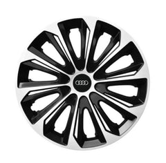 Set 4 Wheel Caps Extra Strong Silver & Black R14, suitable for Audi