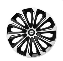 Set 4 Wheel Caps Extra Strong Silver & Black R15, suitable for Fiat