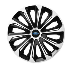 Set 4 Wheel Caps Extra Strong Silver & Black R15, suitable for Ford