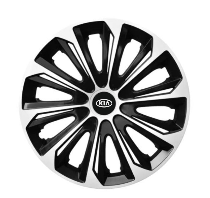 Set 4 Wheel Caps Extra Strong Silver & Black R15, suitable for Kia