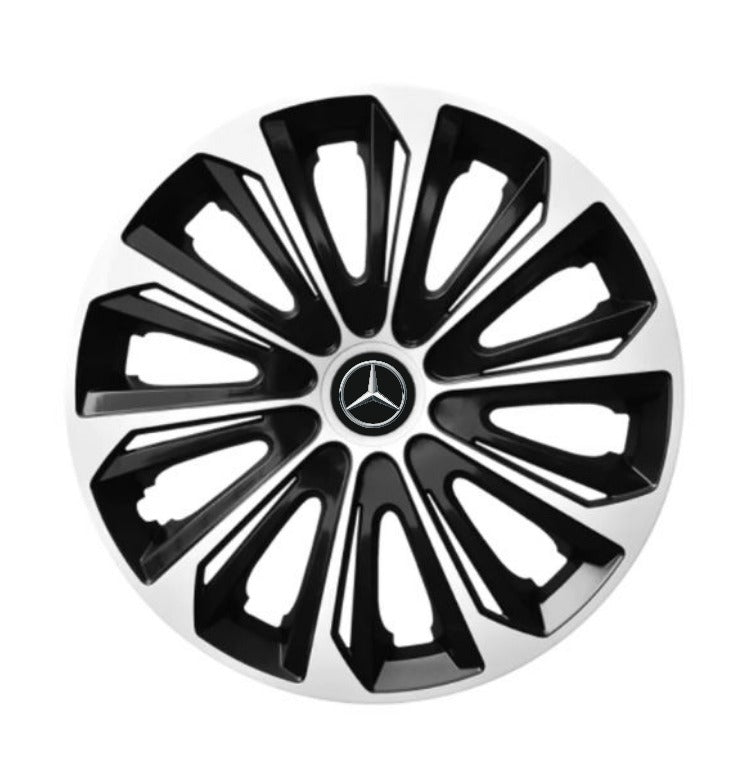 Set 4 Wheel Caps Extra Strong Silver & Black R14, suitable for Mercedes-Benz