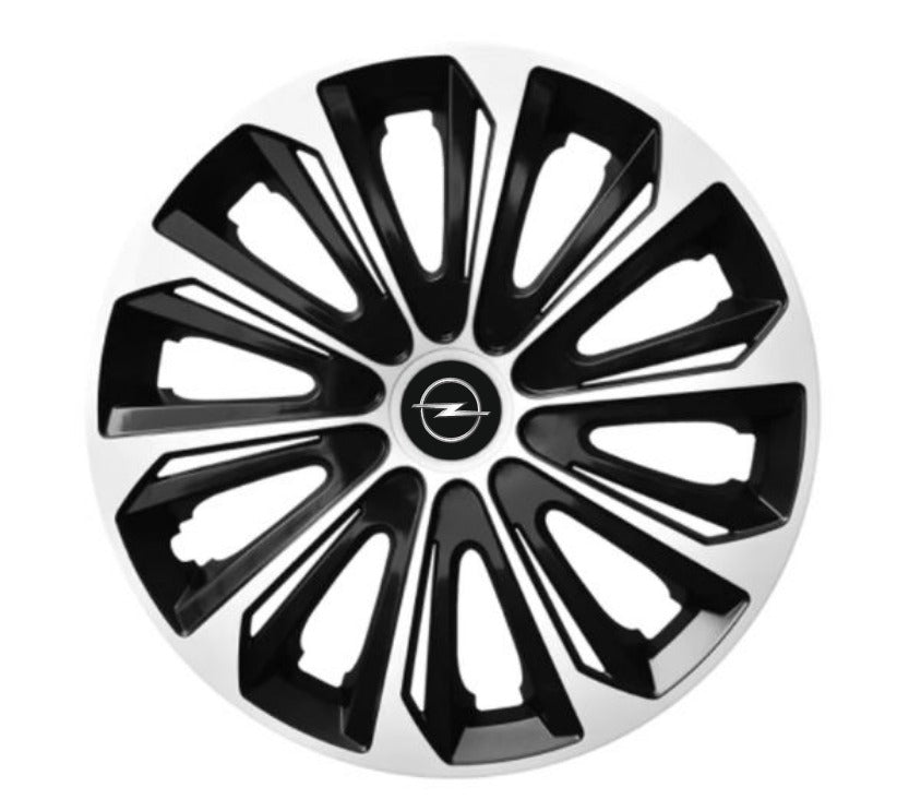 Set 4 Wheel Caps Extra Strong Silver & Black R15, suitable for Opel