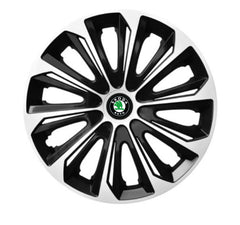 Set 4 Wheel Caps Extra Strong Silver & Black R16, suitable for Skoda