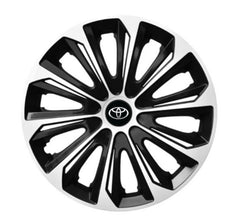 Set 4 Wheel Caps Extra Strong Silver & Black R14, suitable for Toyota