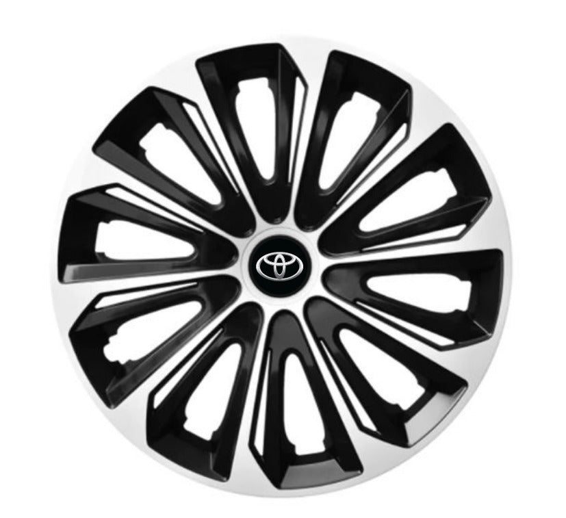 Set 4 Wheel Caps Extra Strong Silver & Black R15, suitable for Toyota