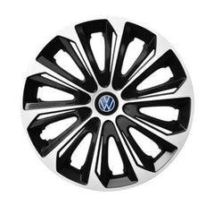 Set 4 Wheel Caps Extra Strong Silver & Black R15, suitable for VW