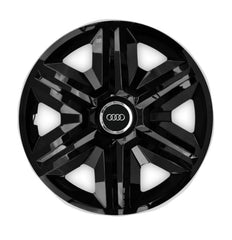 Set 4 Wheel Caps Fast Black Red Frame R14, suitable for Audi