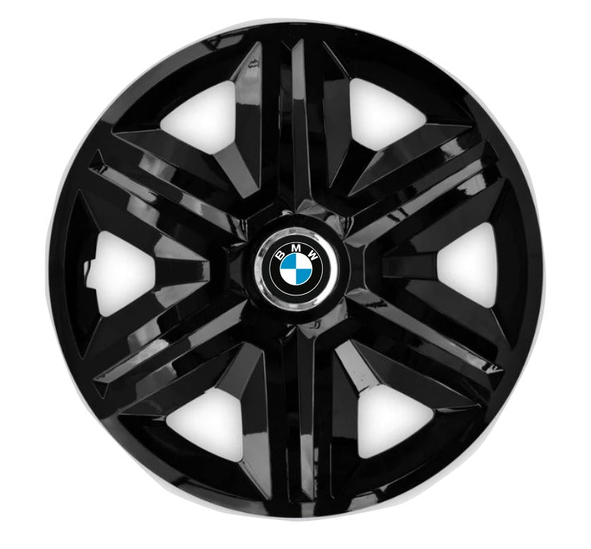 Set 4 Wheel Caps Fast Black Red Frame R15, suitable for BMW