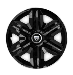 Set 4 Wheel Caps Fast Black Red Frame R15, suitable for Dacia