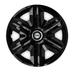 Set 4 Wheel Caps Fast Black Red Frame R15, suitable for Fiat