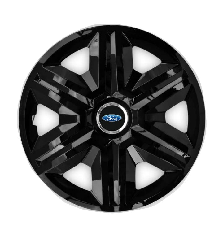 Set 4 Wheel Caps Fast Black Red Frame R16, suitable for Ford