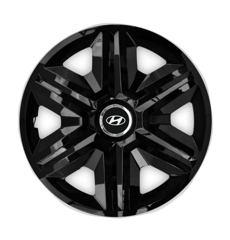 Set 4 Wheel Caps Fast Black Red Frame R14, suitable for Hyundai