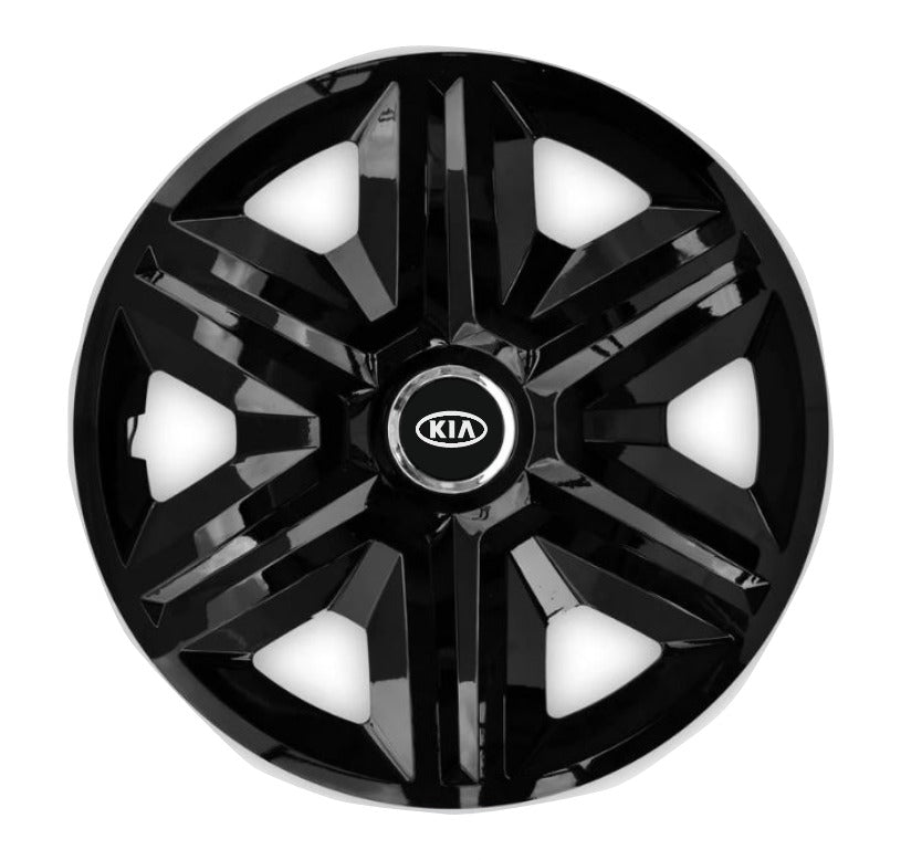 Set 4 Wheel Caps Fast Black Red Frame R14, suitable for Kia