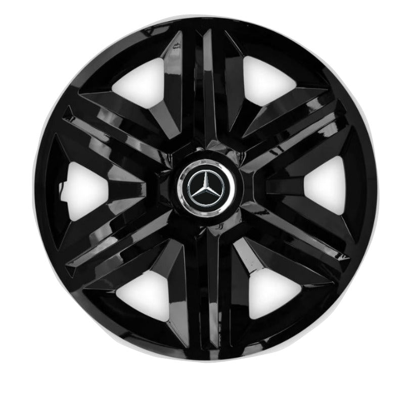 Set 4 Wheel Caps Fast Black Red Frame R14, suitable for Mercedes-Benz