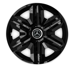 Set 4 Wheel Caps Fast Black Red Frame R15, suitable for Mercedes-Benz