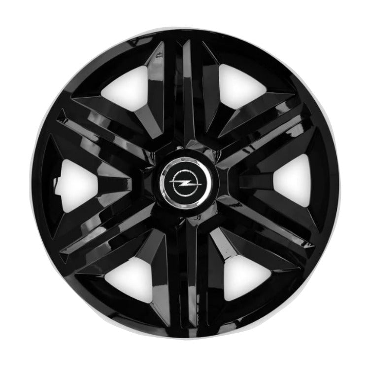 Set 4 Wheel Caps Fast Black Red Frame R15, suitable for Opel