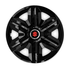 Set 4 Wheel Caps Fast Black Red Frame R15, suitable for Suzuki