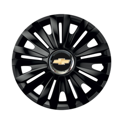 Set 4 Wheel Caps Royal Black with Chromed Ring R16, suitable for Chevrolet